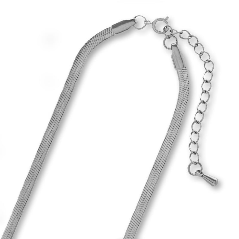 ステンレス316L チェーンネックレス スネーク平3mm アジャスター付 生地(SUS316L)