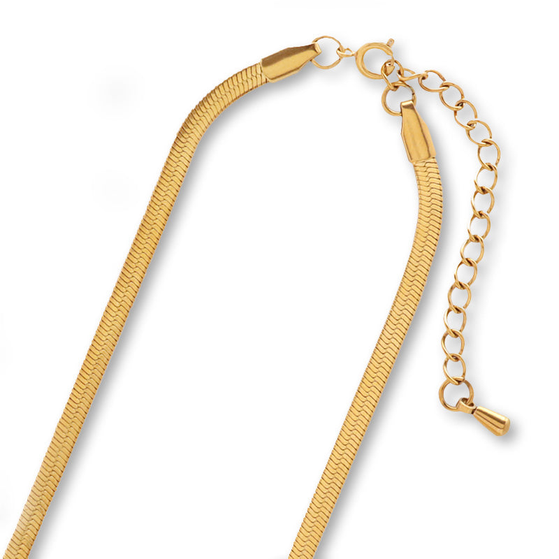Stainless steel 316L chain necklace snake flat 3mm with adjuster gold (ion plating) (SUS316L)