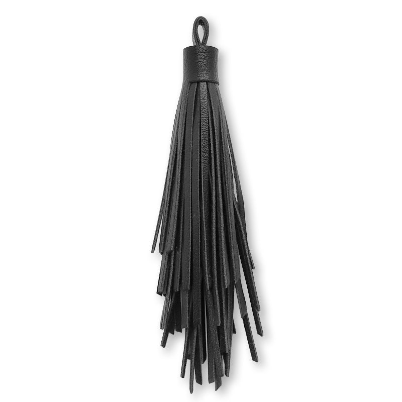 Synthetic leather random tassel black