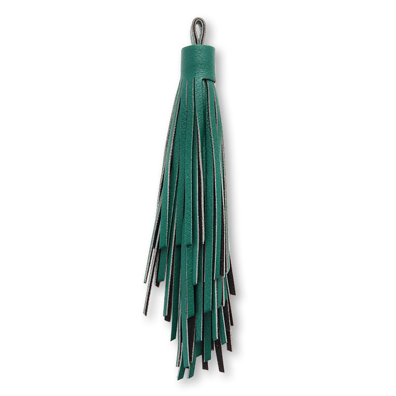 Synthetic leather random tassel green