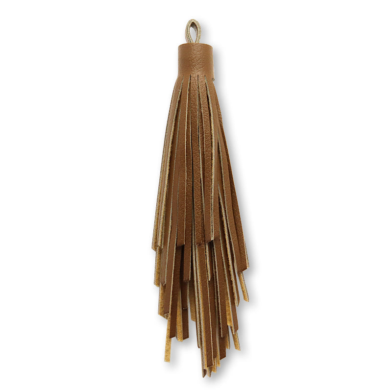 Synthetic leather random tassel brown