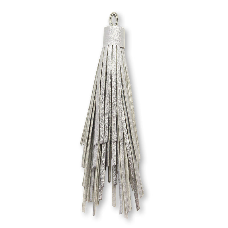 Synthetic leather random tassel silver