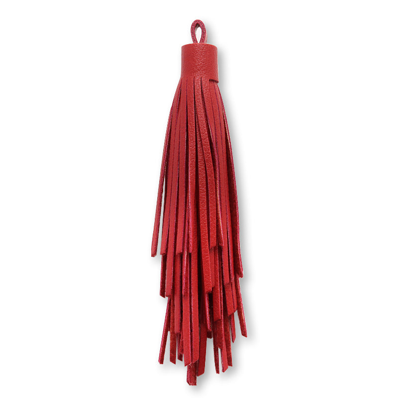 Synthetic leather random tassel red