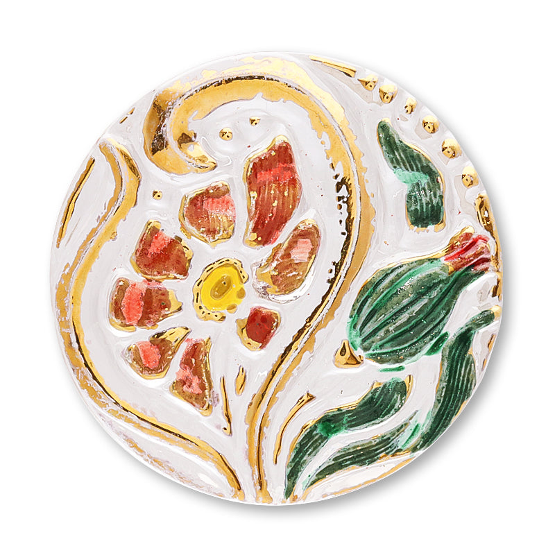 チェコ カボション フローラル2 クリスタル/レッドグリーン/G – 貴和