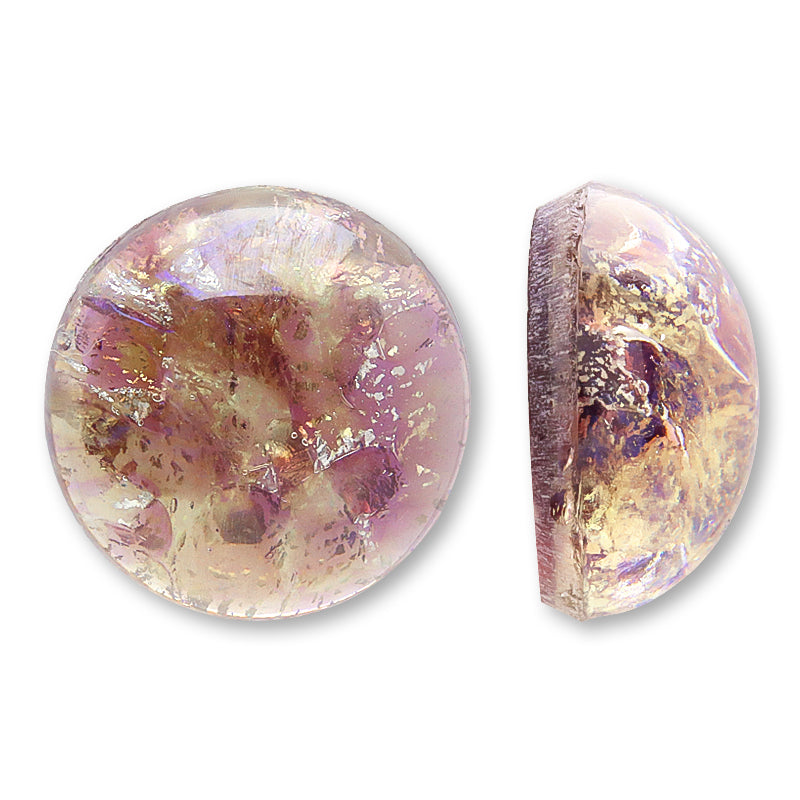チェコ ガラスストーン ラウンドカボション パープルイエローオパールSV