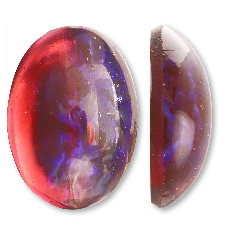 チェコ ガラスストーン オーバルカボション レッドドラゴンズブレス