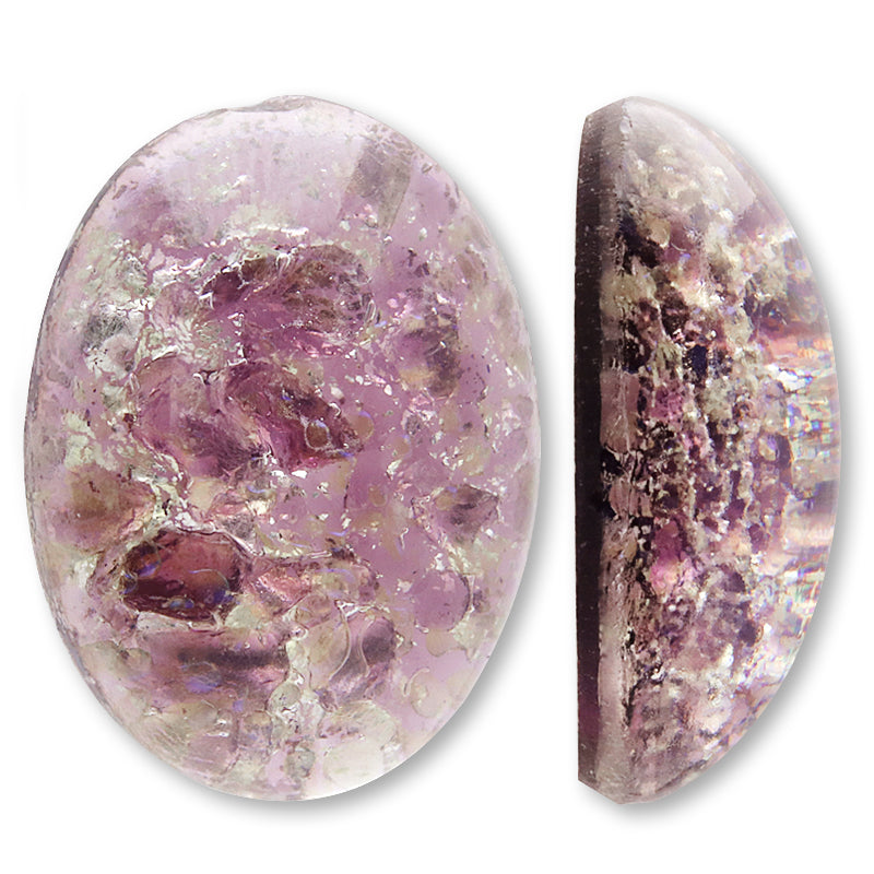 チェコ ガラスストーン オーバルカボション パープルイエローオパールSV
