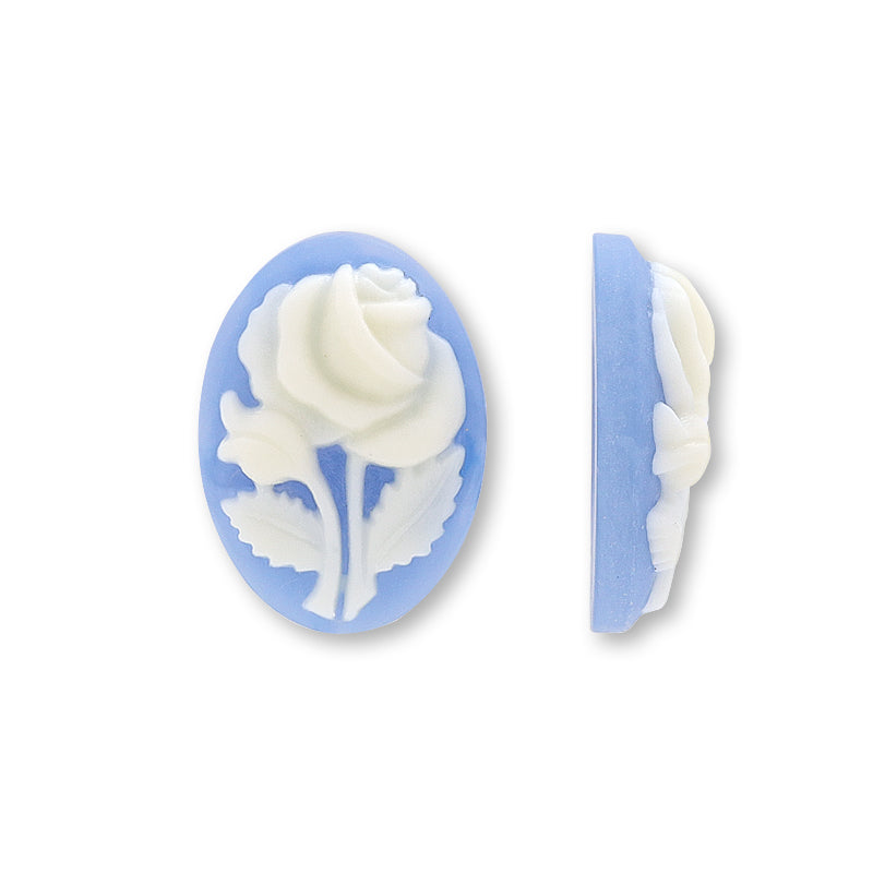 ドイツ製カメオ ローズ ライトブルーマット/アイボリー