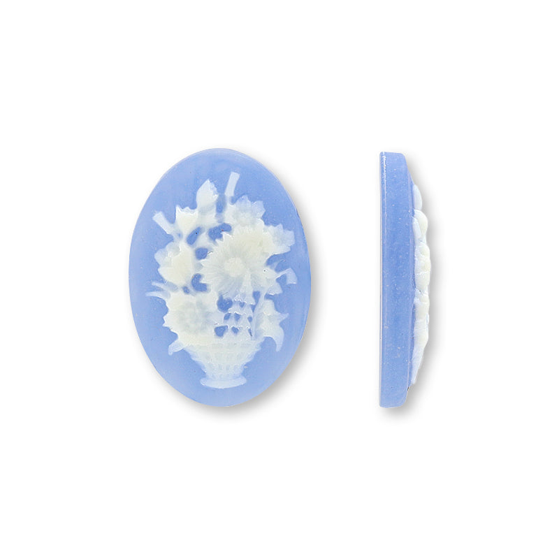 ドイツ製カメオ フラワーベース ライトブルーマット/アイボリー