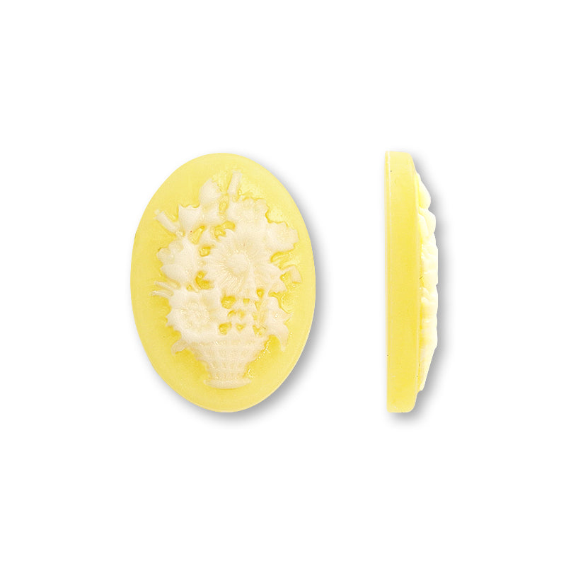 ドイツ製カメオ フラワーベース イエローマット/アイボリー