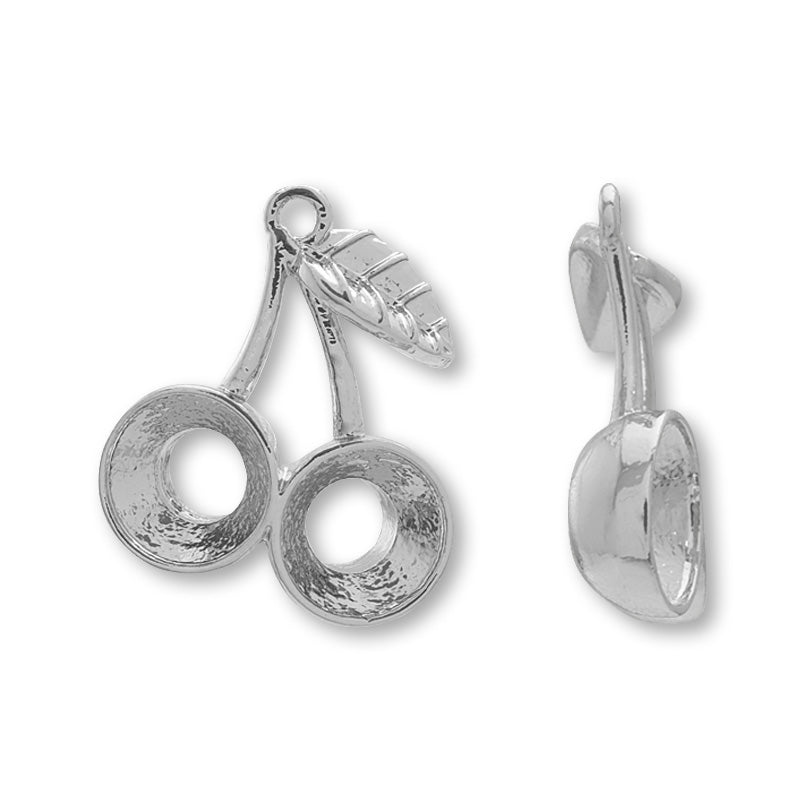 石座チャーム サクランボ SS29(約6mm)用 ロジウムカラー