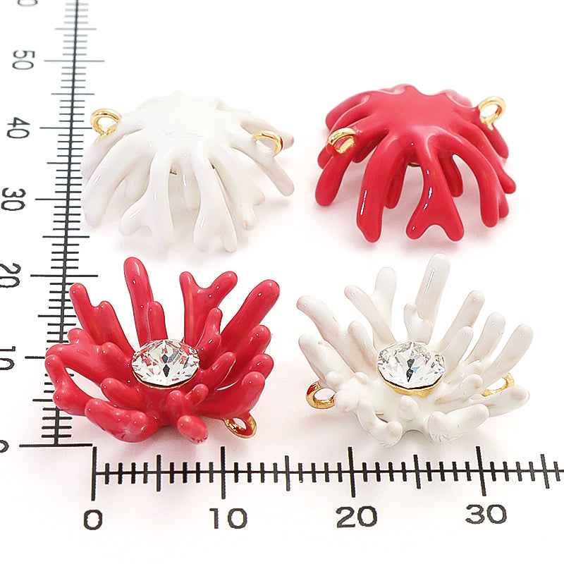 Charm Coral with Vertical Ring Crystal White/G