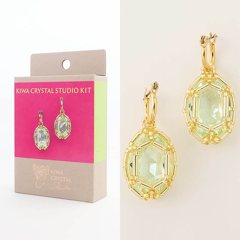 Kit KR1345Kiwa crystalsJewel-knit princess oval earrings green