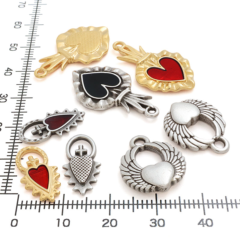 Greek charm angel heart silver old beauty