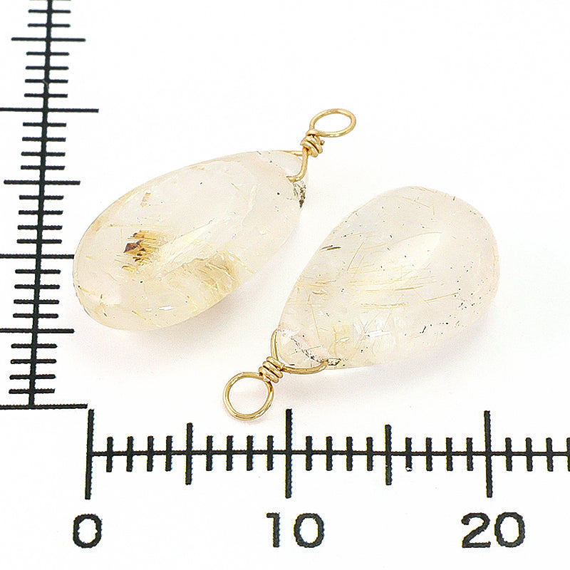 Natural stone glasses clasp charm plain flat shizuku rutilated quartz