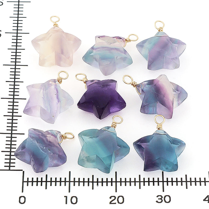 Natural Stone Glasses Charm Star Cut Fluorite