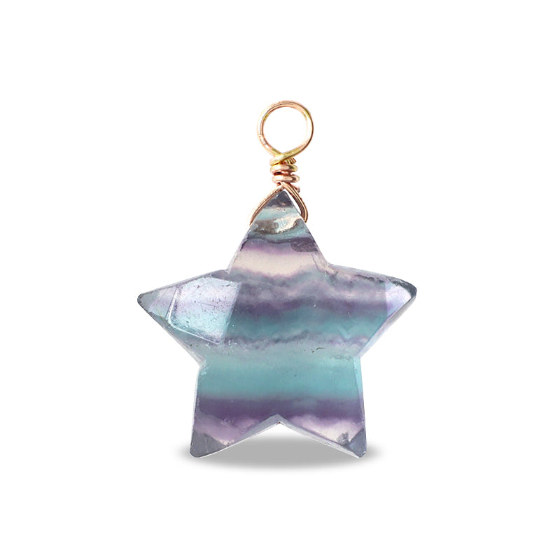 Natural Stone Glasses Charm Star Cut Fluorite