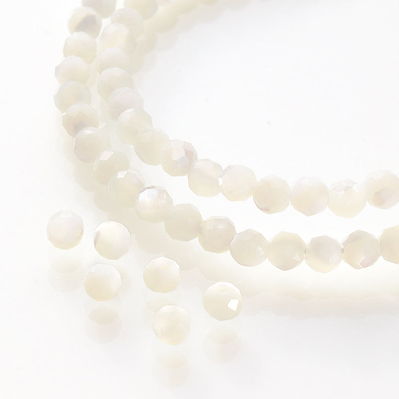 Natural stone round cut mother of pearl