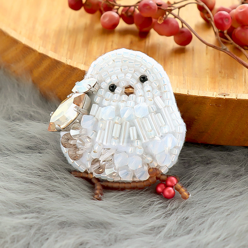 キット シマエナガの刺繍ブローチ(KR1388)