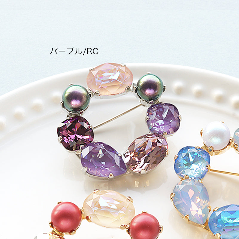 【完成品】貴和クリスタルのサークルブローチNo.2