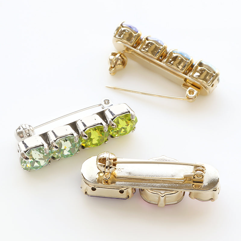 【完成品】貴和クリスタルのオーバルブローチNo.2 パープル/G