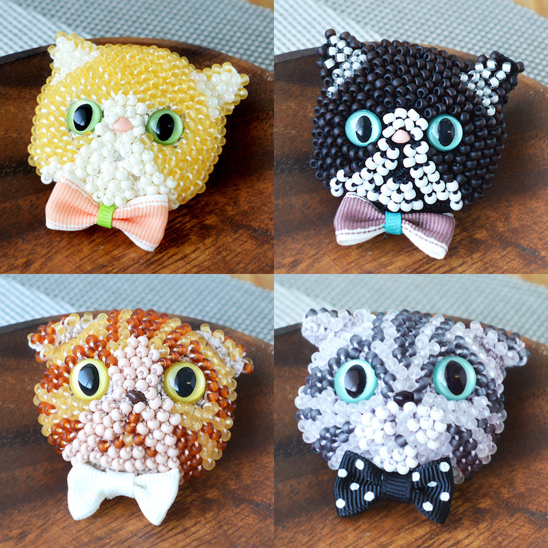 Crochet beaded cat brooch kit