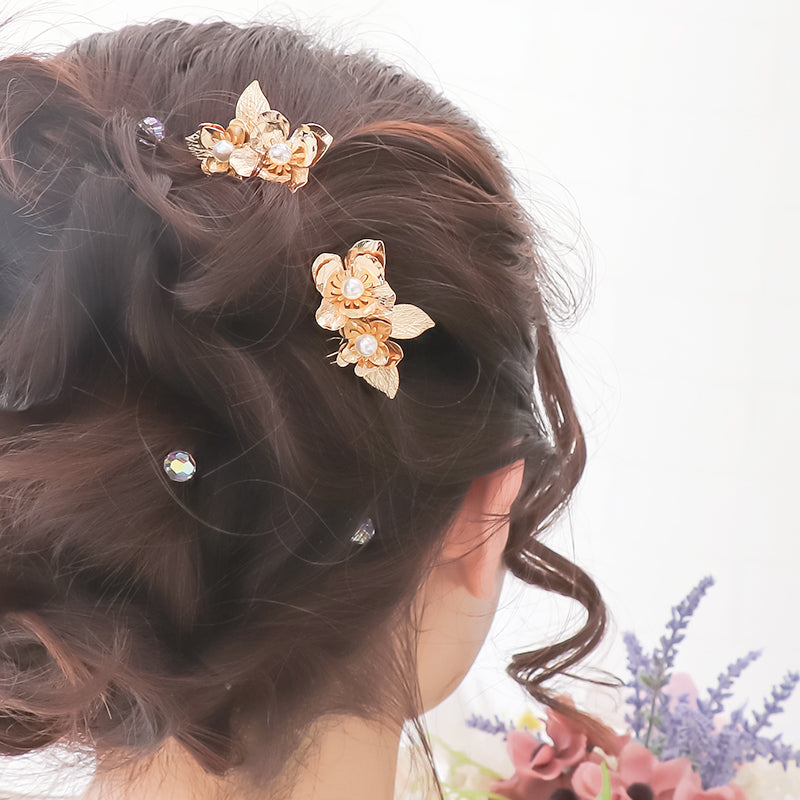【KIWA BRIDAL】KBH-4 フラワーブーケ ヘアコームセット シルバー