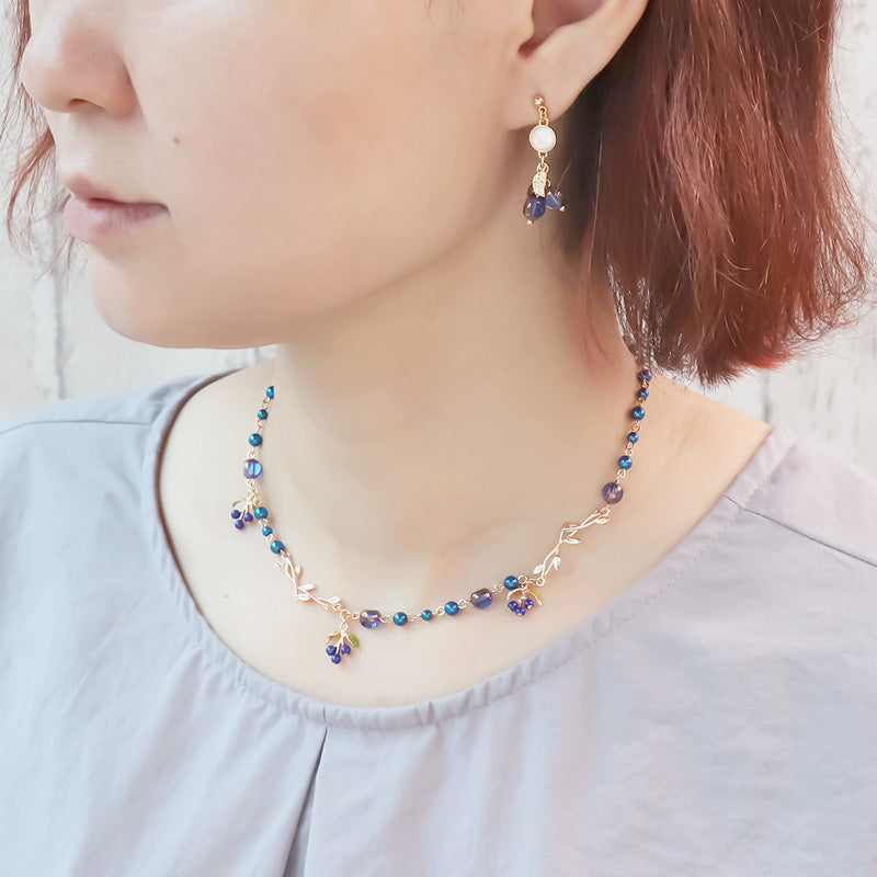 レシピNo.KR0849 秋モチーフチャームのセットアクセ2種(ブルーベリー・ギンモクセイ)