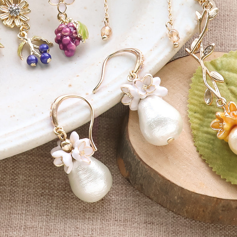 レシピNo.KR0851 秋モチーフチャームのイヤーアクセサリー6種(フルーツ・キンモクセイ・ギンモクセイ)
