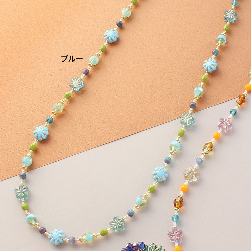 チェコ 5弁花3 アクアマリン/G