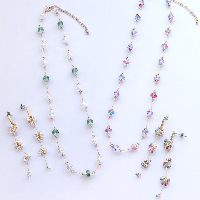 レシピNo.KR1074 チェコファルファーレのジョイントネック&ピアス