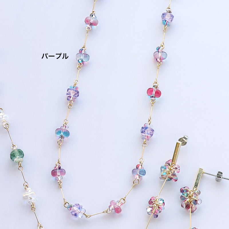 レシピNo.KR1074 チェコファルファーレのジョイントネック&ピアス