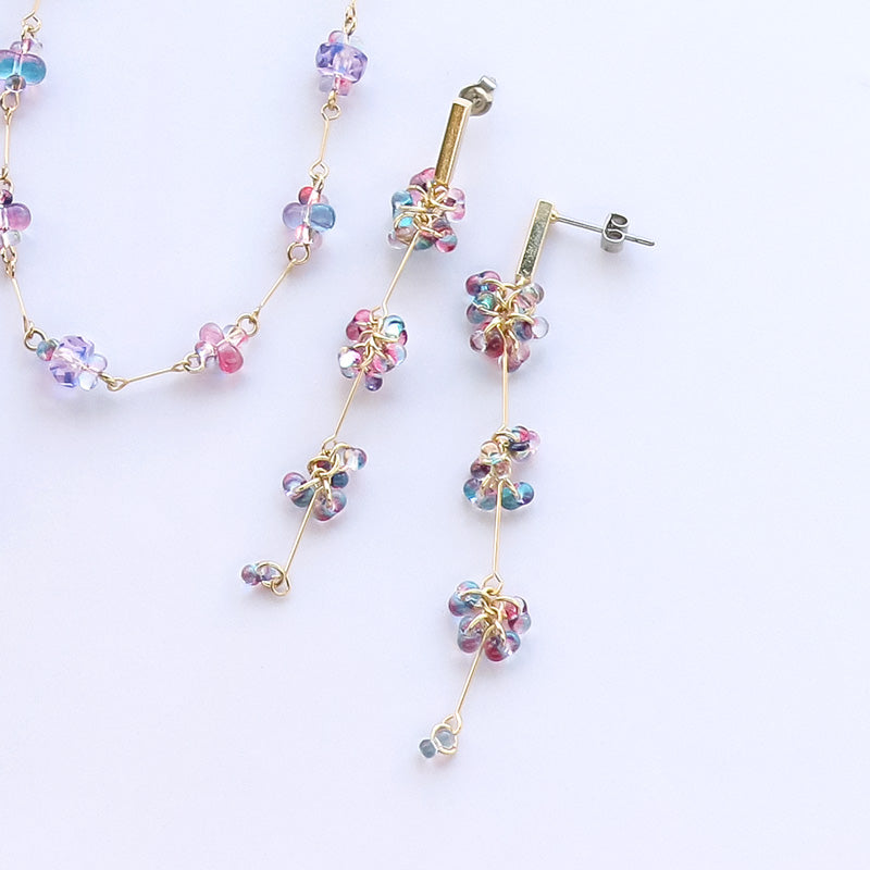 レシピNo.KR1074 チェコファルファーレのジョイントネック&ピアス