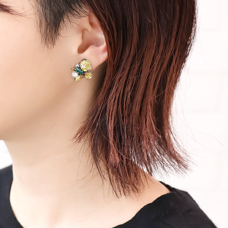 レシピNo.KR1083 貴和クリスタルのビジュー寄せピアス