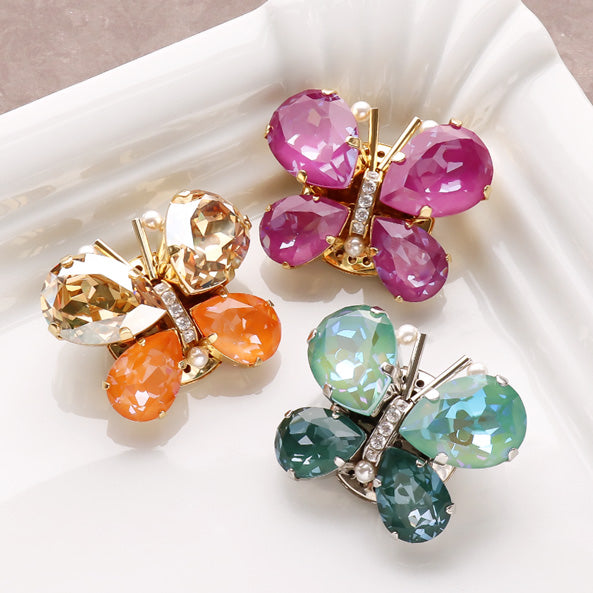 レシピNo.KR1089 貴和クリスタルのビジューバタフライブローチ