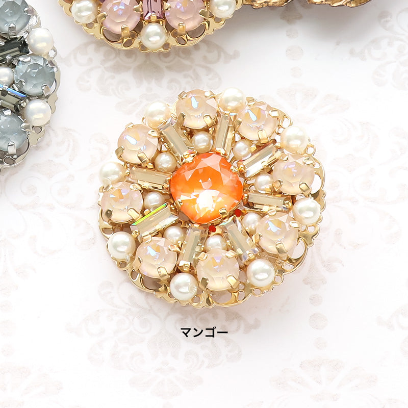 Recipe No.KR1090Kiwa crystalsCircle flower brooch