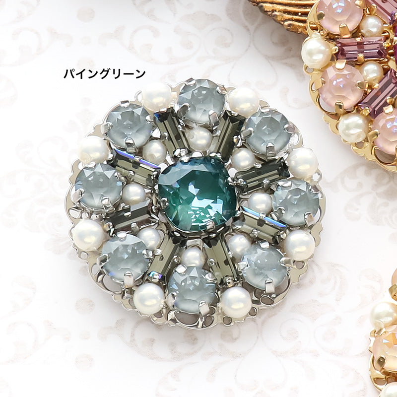 Recipe No.KR1090Kiwa crystalsCircle flower brooch