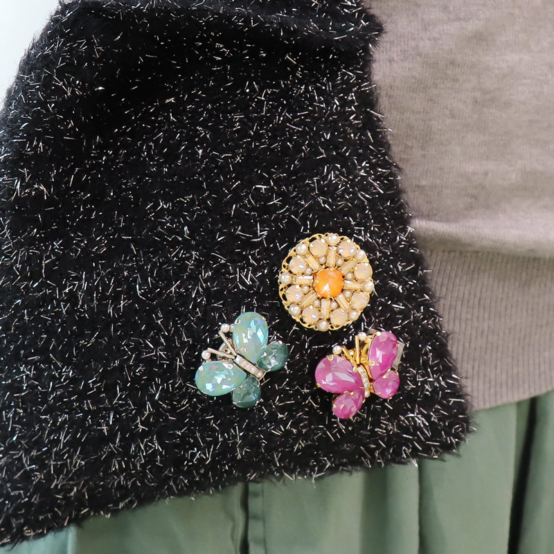 Recipe No.KR1090Kiwa crystalsCircle flower brooch