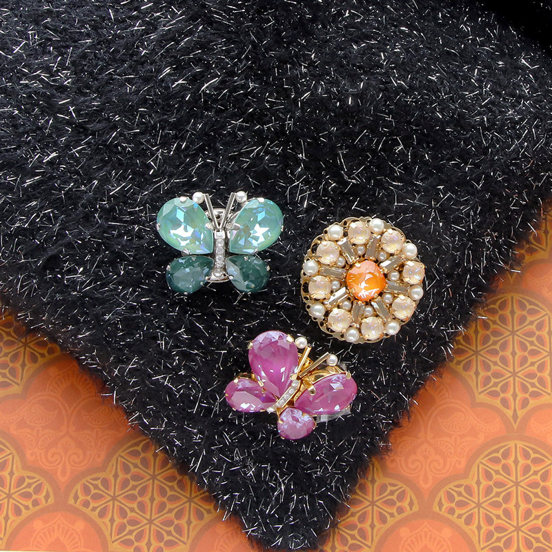 Recipe No.KR1090Kiwa crystalsCircle flower brooch