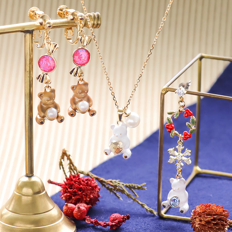 レシピNo.KR1092 テディベアのアクセサリー3種