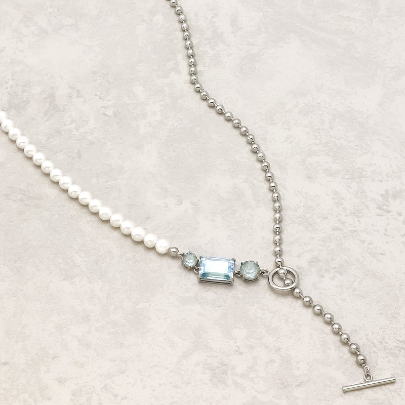 レシピNo.KR1099 貴和クリスタルのアシンメトリーY字ネックレス