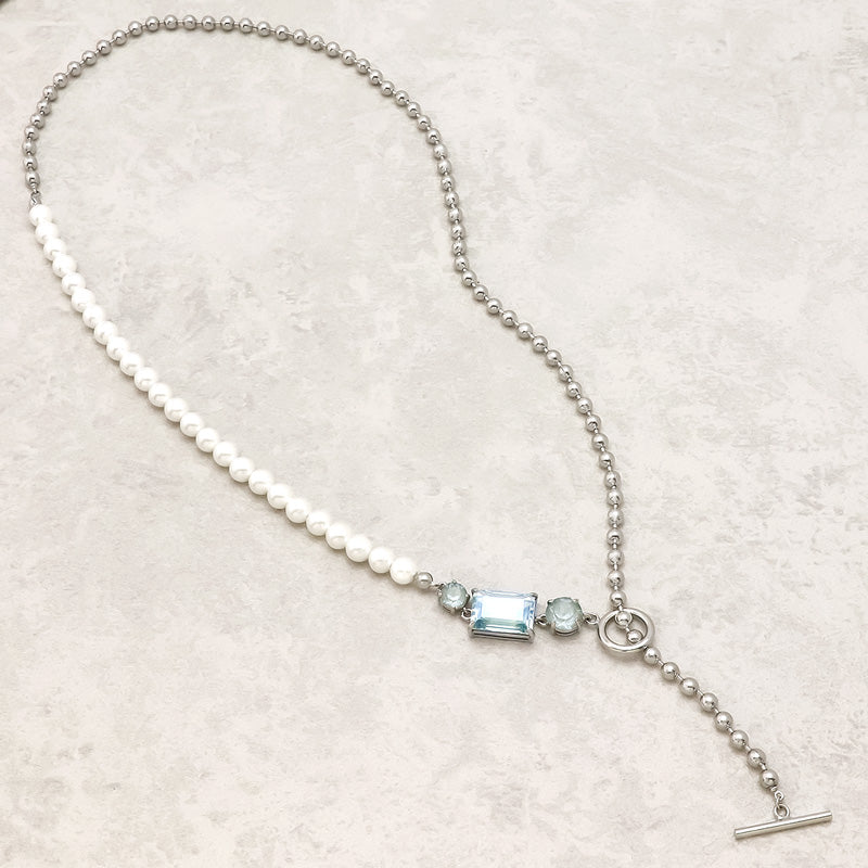 レシピNo.KR1099 貴和クリスタルのアシンメトリーY字ネックレス