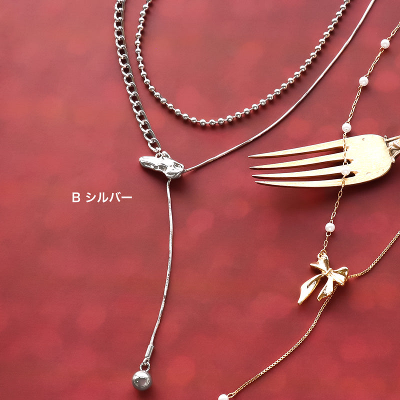 レシピNo.KR1101 スライドボール付パーツのネックレス2種
