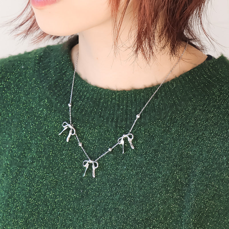 レシピNo.KR1102 スライドボール付パーツリボンのアクセサリー2種