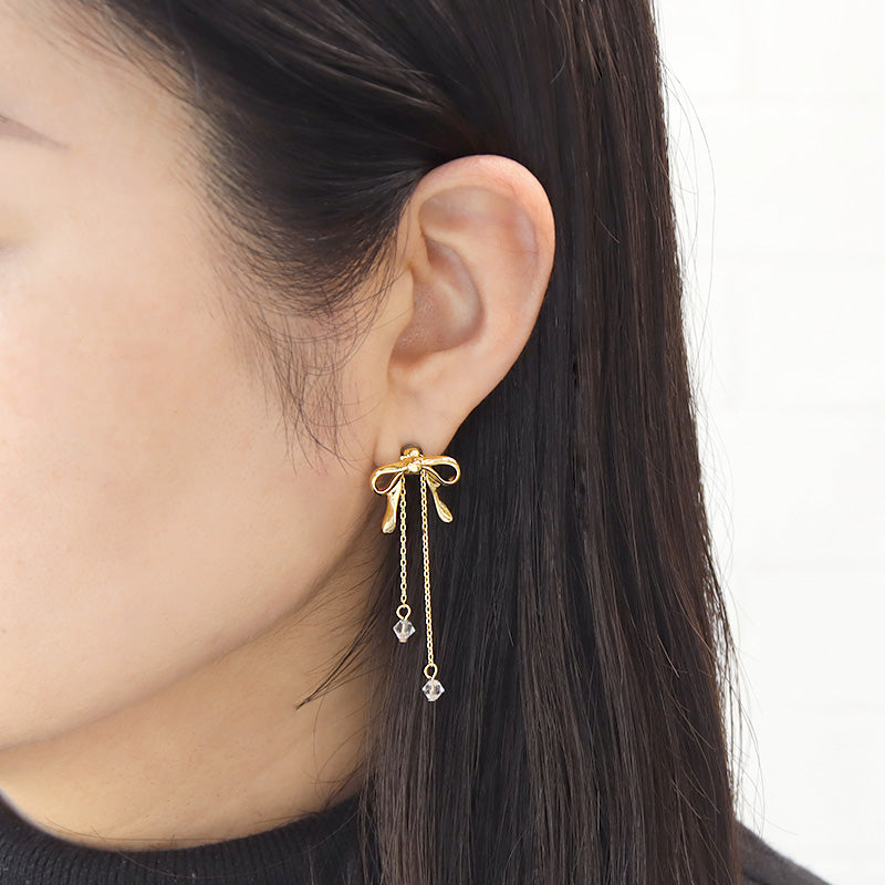 レシピNo.KR1102 スライドボール付パーツリボンのアクセサリー2種