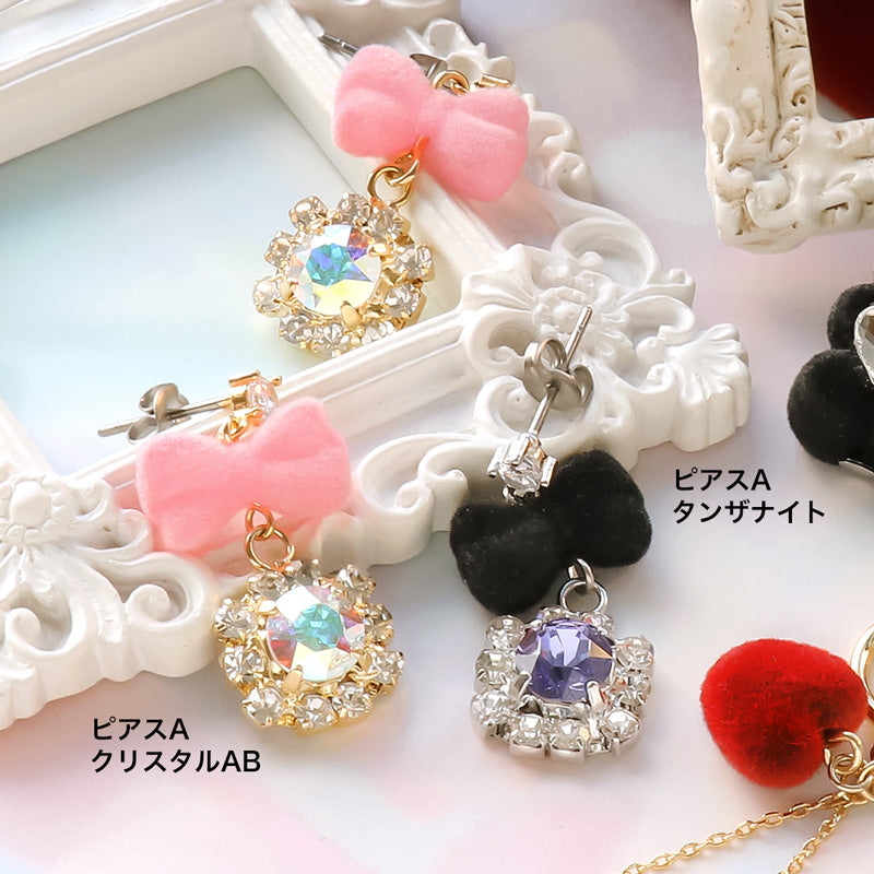 レシピNo.KR1112 フロッキーパーツのイヤーアクセサリー3種