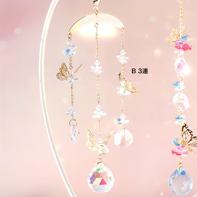 レシピNo.KR1116 クリスタルとエッチングパーツのバタフライサンキャッチャー2種