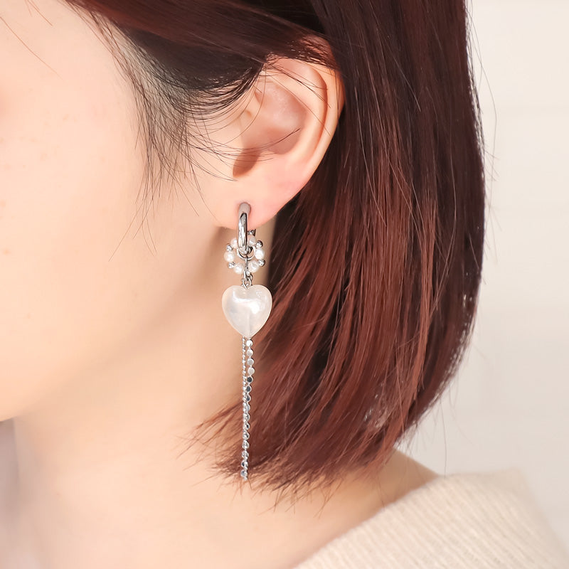 レシピNo.KR1124 ハートモチーフのアレンジピアス3種
