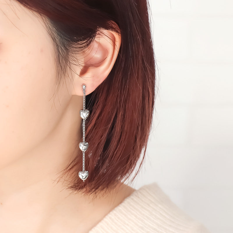 レシピNo.KR1124 ハートモチーフのアレンジピアス3種