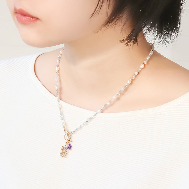 レシピNo.KR1127 天然石とパールとスカシのアクセサリー3種